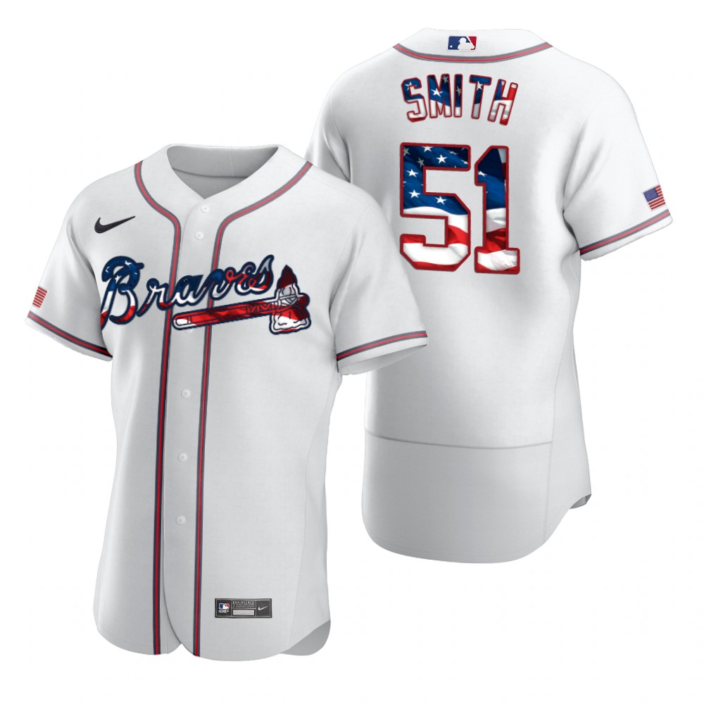 Atlanta Braves 51 Will Smith Men Nike White Fluttering USA Flag Limited Edition Authentic MLB Jersey